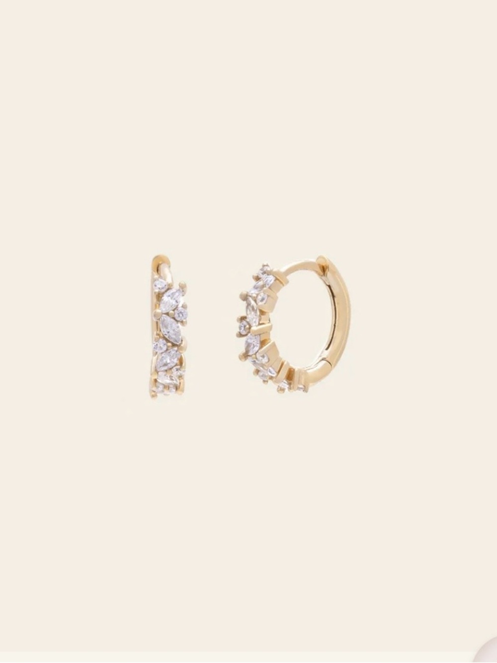 Melanie Auld Cressida gold CZ Huggies